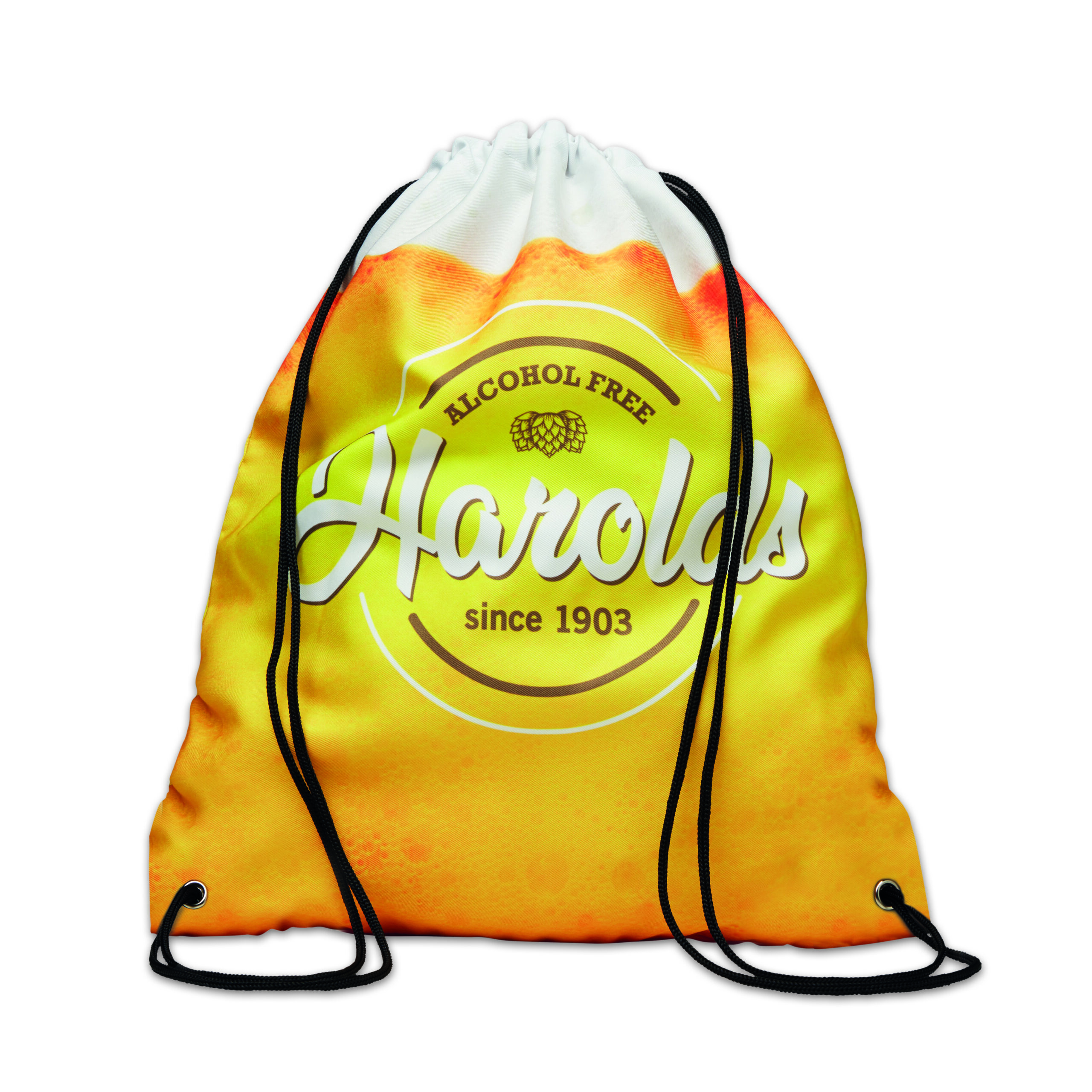 Full colour soft touch, durable twill polyester drawstring bag