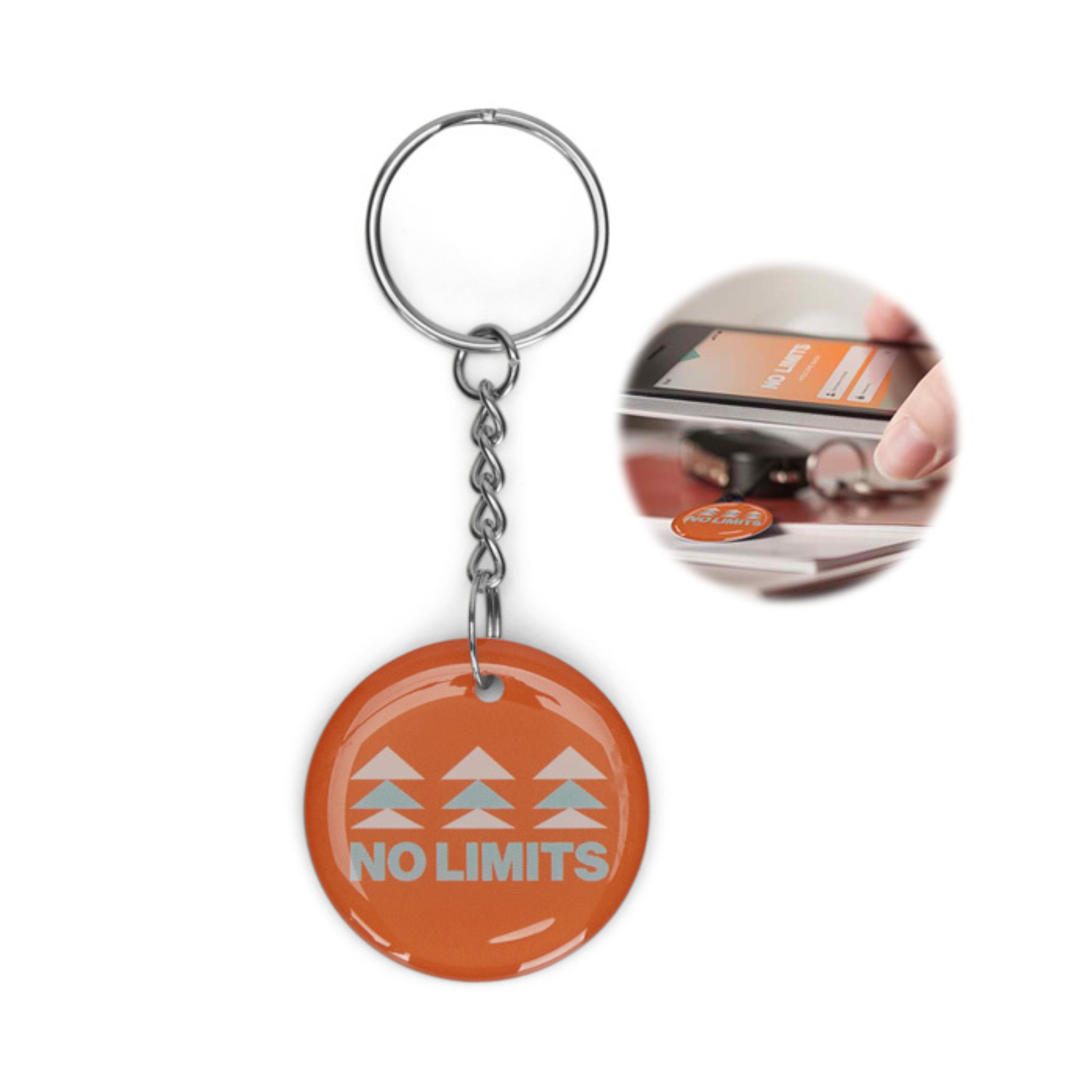 Round Pre-programmed NFC keyring with doming
