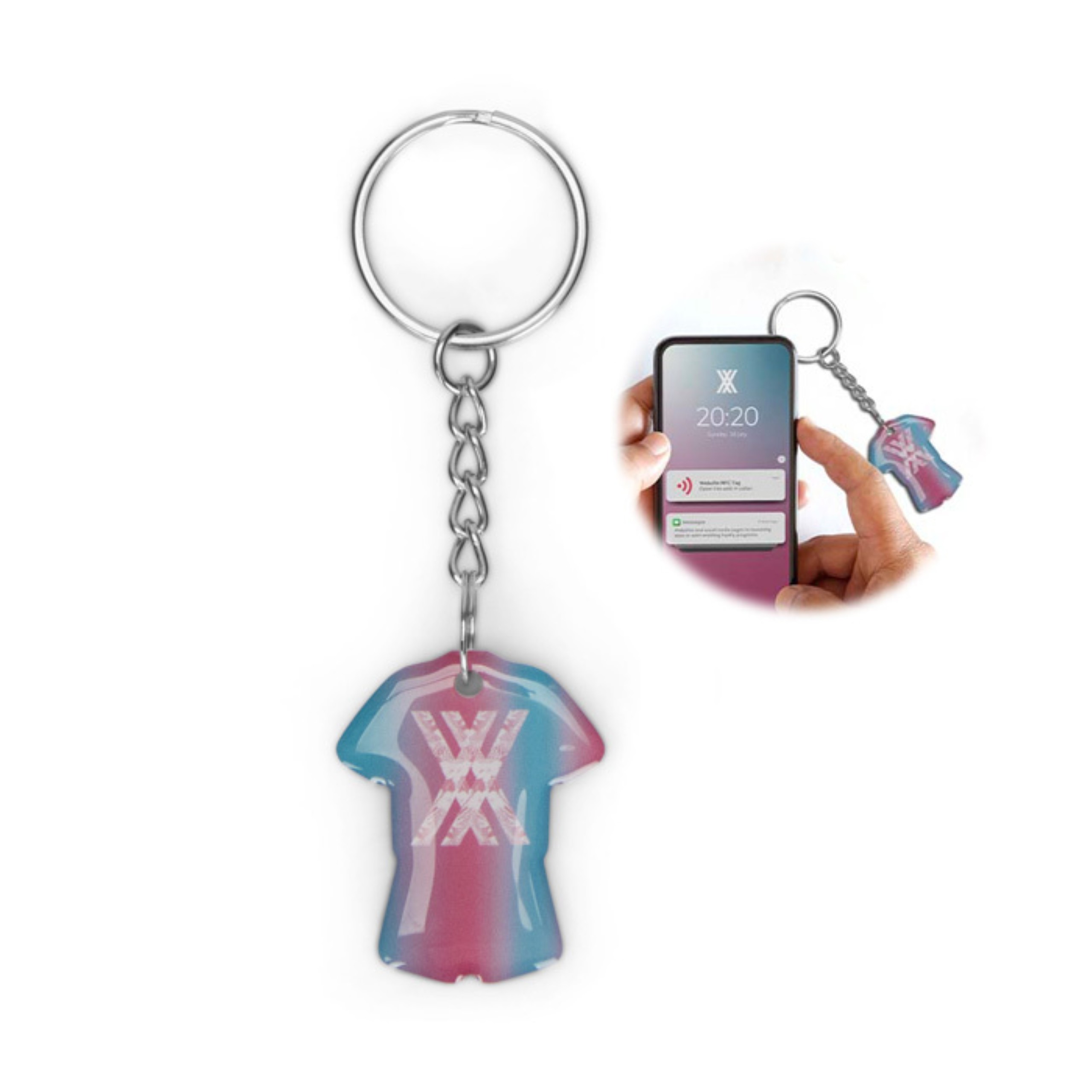 Custom shape Pre-programmed NFC keyring with doming