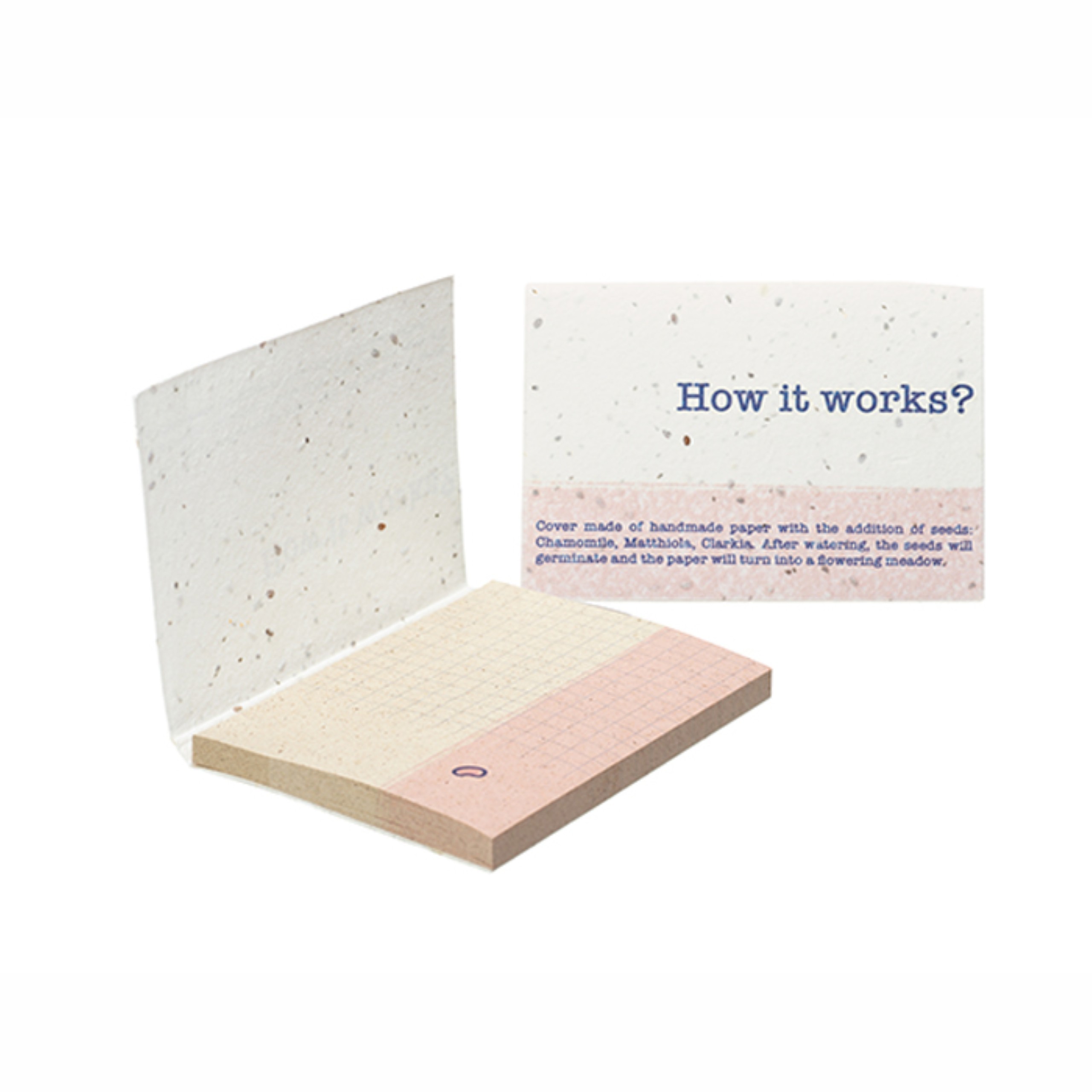 Seeds paper soft cover with grass paper sticky notes (EU made)