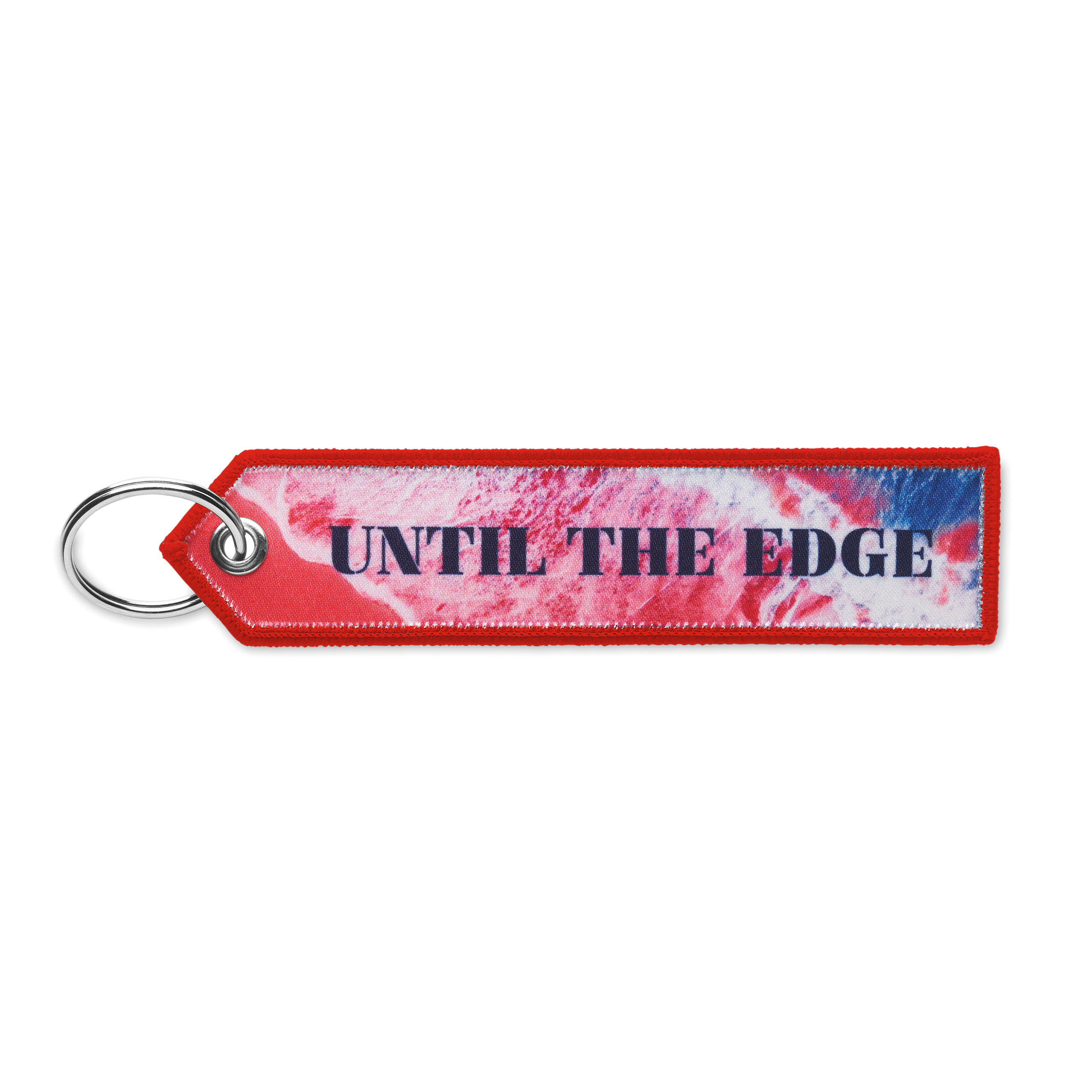 Full colour printed key tag with triangular shaped end
